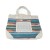 Canvas and cotton natural patterned zip fastening shoulder shopping/beach bag with pockets
