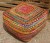 Large, colourful and hard wearing chindi cotton and braided jute square pouffe, ottoman, footrest, low seat