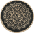 Round jute natural and black mandala patterned rug 90cm