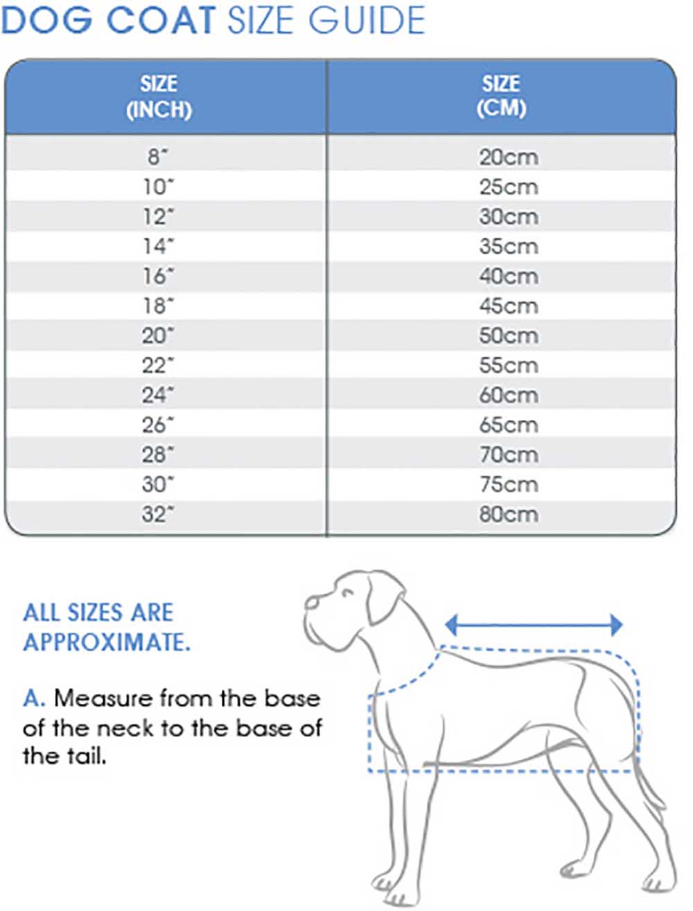 barbour dog coat sizing