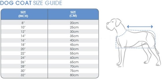 barbour dog jacket size chart