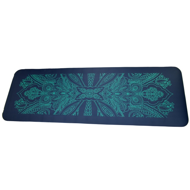 Teal Blue NBR Mandala 12mm Thick Exercise Fitness Gym Yoga Mat 183cm x 61cm