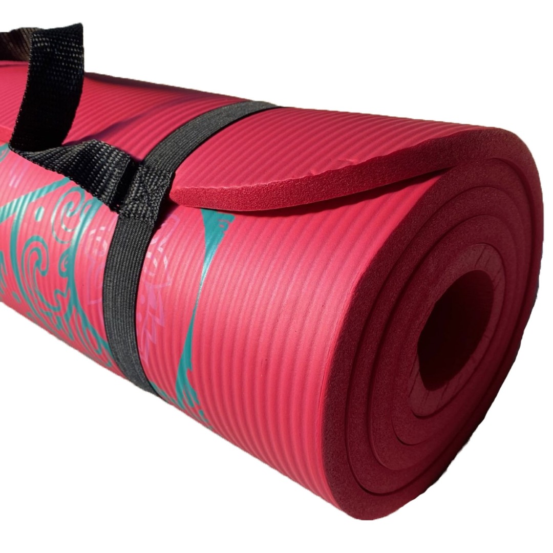 Pink NBR Mandala 12mm Thick Exercise Fitness Gym Yoga Mat 183cm x 61cm