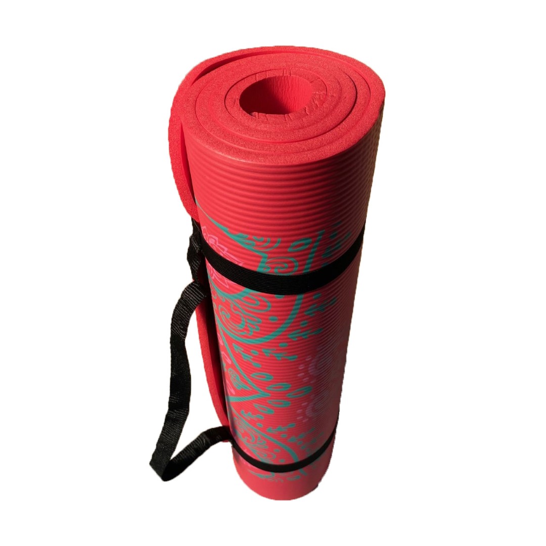 Pink NBR Mandala 12mm Thick Exercise Fitness Gym Yoga Mat 183cm x 61cm
