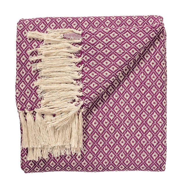 Purple  Diamond Weave Soft Cotton Handloom Blanket Throw 180cm x 130cm.