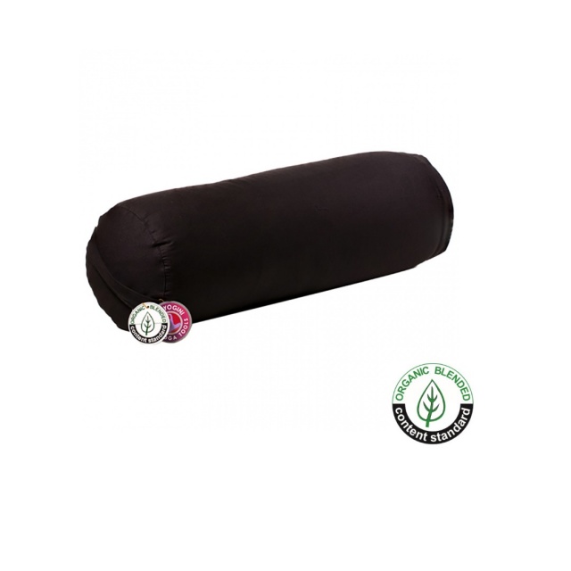 Black Cylinder Bolster Cushion, Organic Cotton SIZE: 57cm x 22 cm