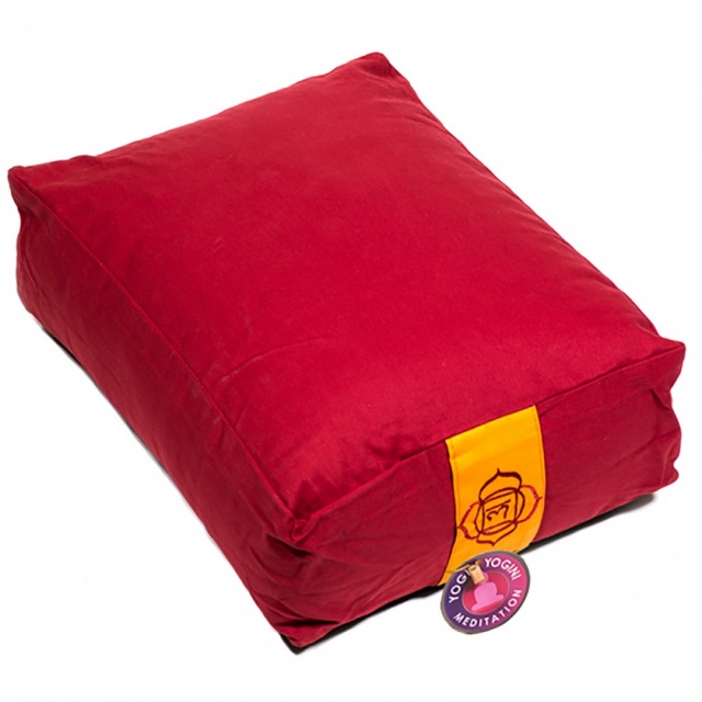 Red Rectangular Bolster Cushion. Size 38cm x 28cm x 15cm