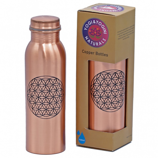 Copper Flower of Life Water Drinking Bottle. Ideal for Gym, Yoga Top Quality bottle Size 750ml