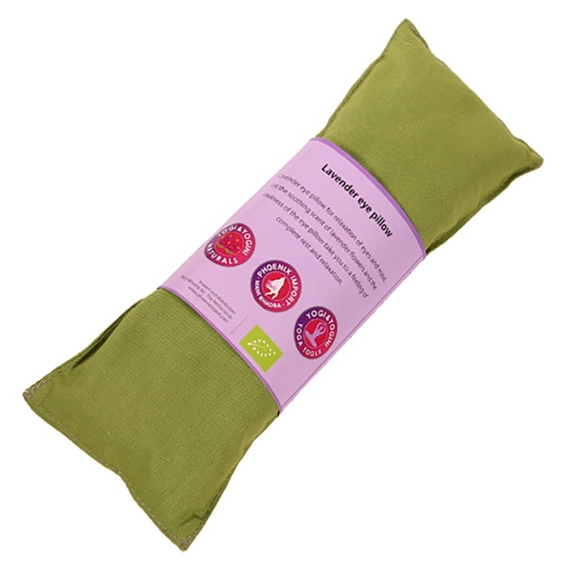 Olive Green Lavender Eye Pillow, Organic Cotton. Size 22cm x 8cm