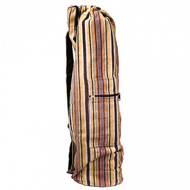 Brown Striped Drawstring Yoga Mat Bag Size: 74cm 19 cm