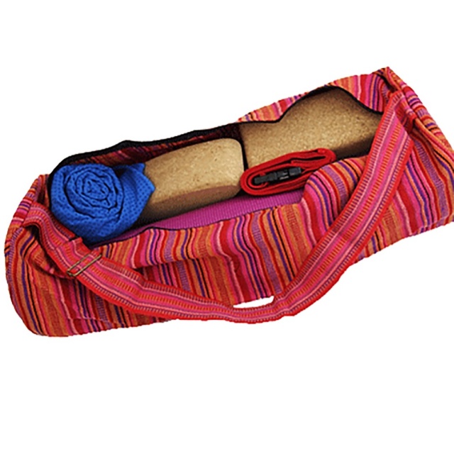 Pink Stripe Yoga Mat Bag with Zip  Cotton  Size: 67cm 24 cm
