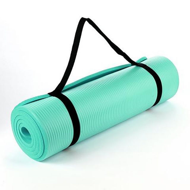 Turquoise 15mm NBR Thick Exercise Fitness Gym Yoga Mat 190cm X 62cm