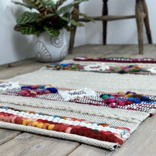 Sikri Diamond Rug Natural Rug with Recycled Multi Fleece 2 Sizes Fair Trade GoodWeave
