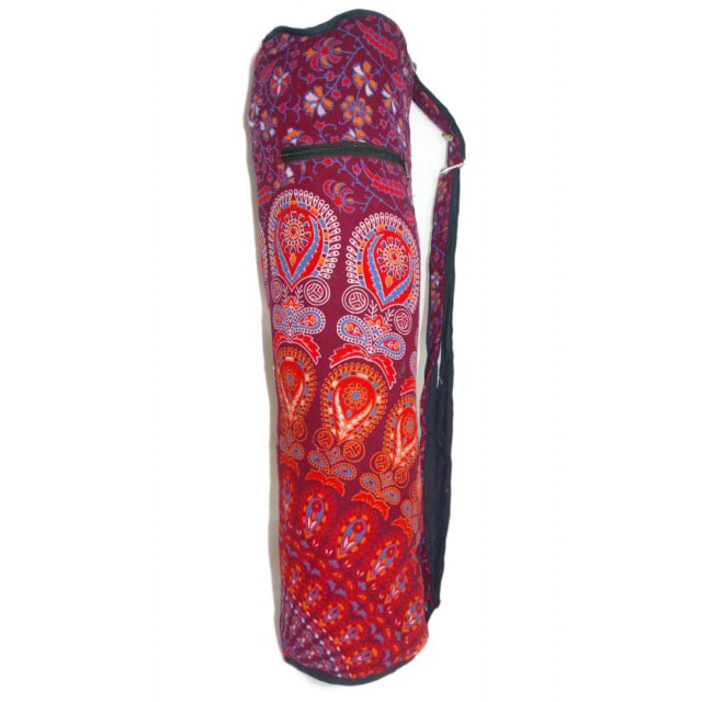 Maroon Fair Trade Indian Handmade Brightly Coloured Yoga Mat Bag  82cm x 22cm  100% Cotton