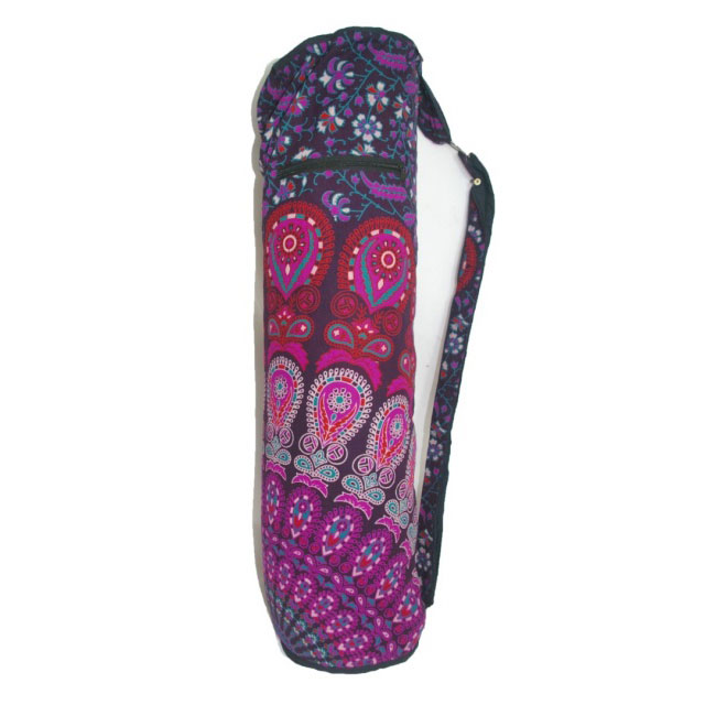 Purple Fair Trade Indian Handmade Brightly Coloured Yoga Mat Bag  82cm x 22cm  100% Cotton