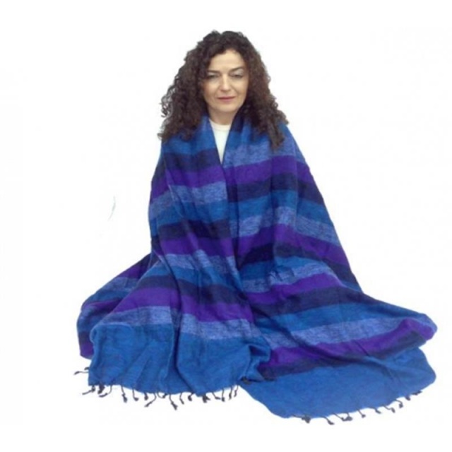 Meditation Yoga shawl Blanket  blue/violet  115cm x 245cm