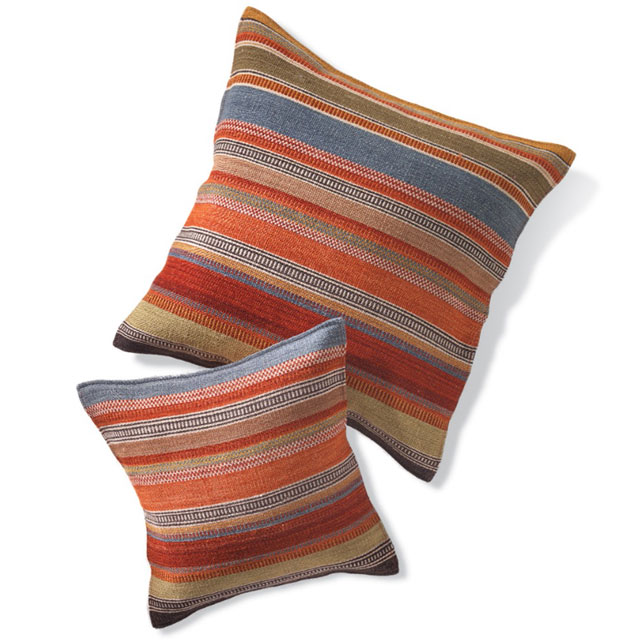 Natural Handmade Wool & Cotton Muted Stripe Ooty Kilim Cushion