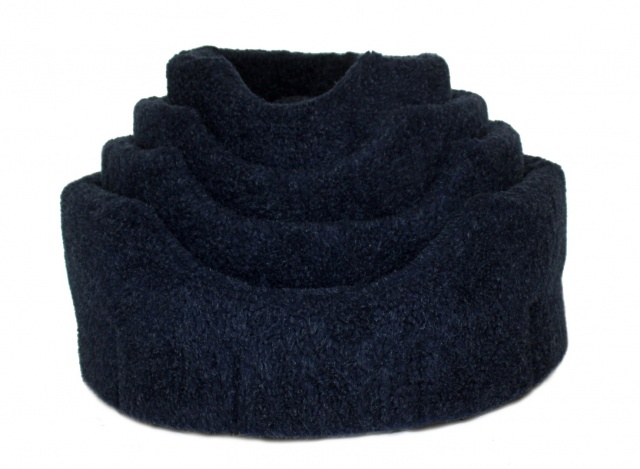 High Sided Luxury Fur Slumbernest Navy Blue Dog Bed
