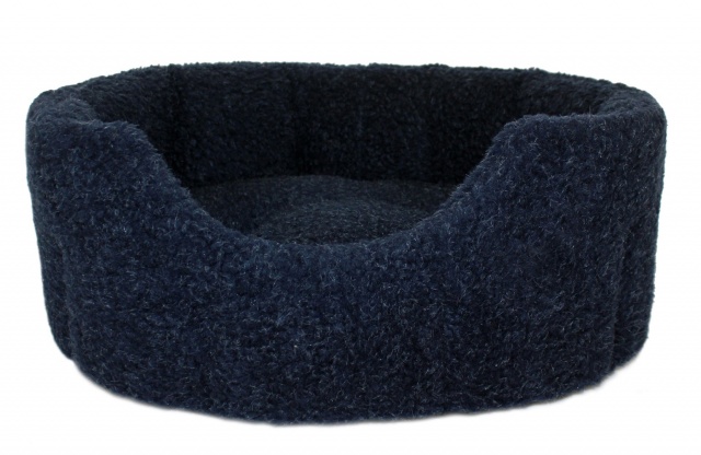 High Sided Luxury Fur Slumbernest Navy Blue Dog Bed