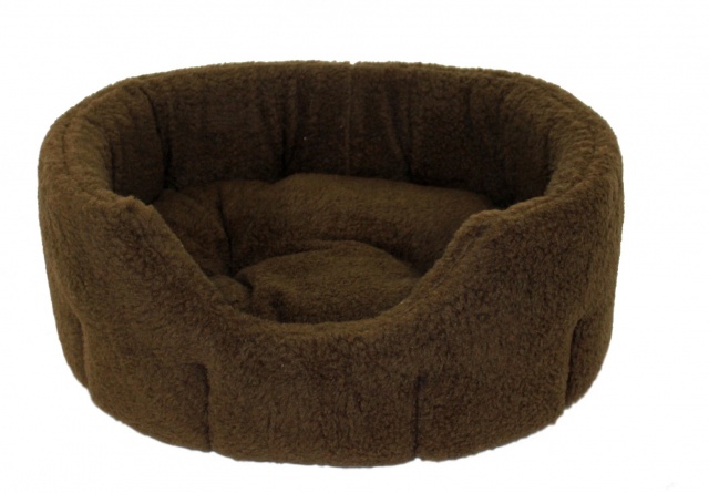 High Sided Luxury  Fur Slumbernest Brown Dog Bed