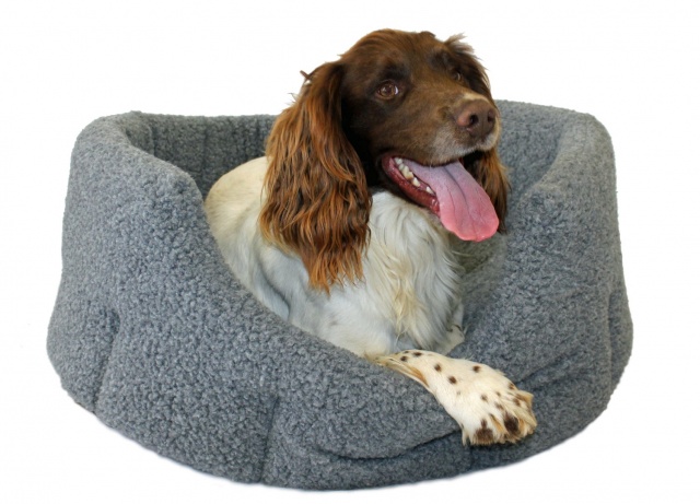 High Sided Luxury Fur Slumbernest Grey Dog Bed