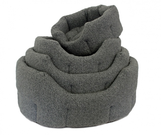 High Sided Luxury Fur Slumbernest Grey Dog Bed