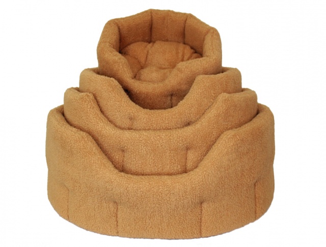 High Sided Luxury Fur Slumbernest Fawn Tan Dog Bed