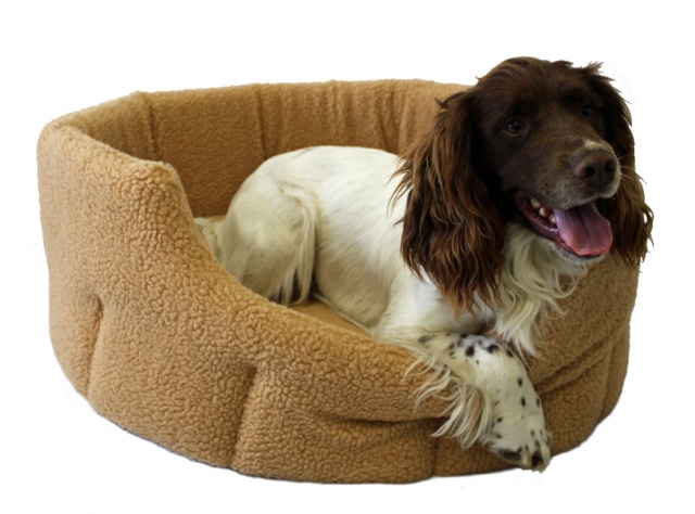 High Sided Luxury Fur Slumbernest Fawn Tan Dog Bed