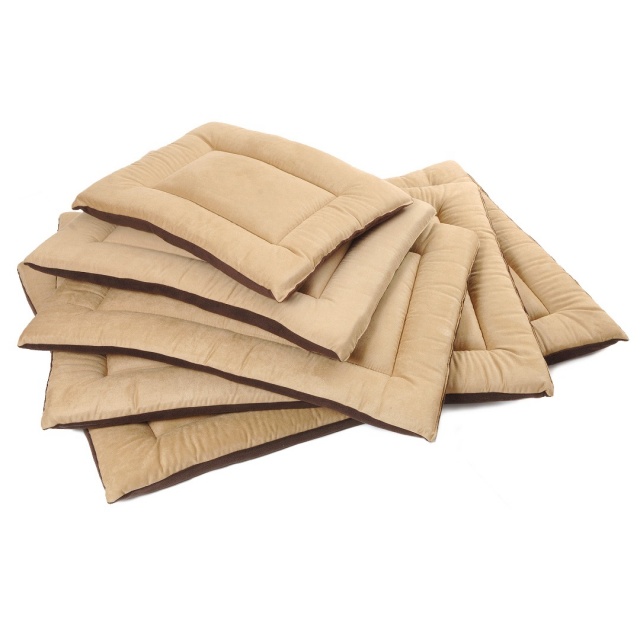 Dog Bed Mattress Cushion tan faux suede and brown fleece