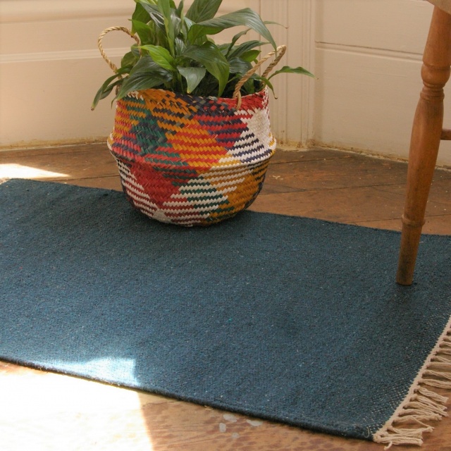 Plain Coloured Recycled Cotton Rug 90 x 150cm in 7 Colours Fair Trade GoodWeave