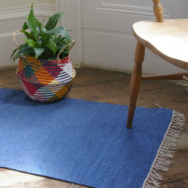 Plain Coloured Recycled Cotton Rug 90 x 150cm in 7 Colours Fair Trade GoodWeave