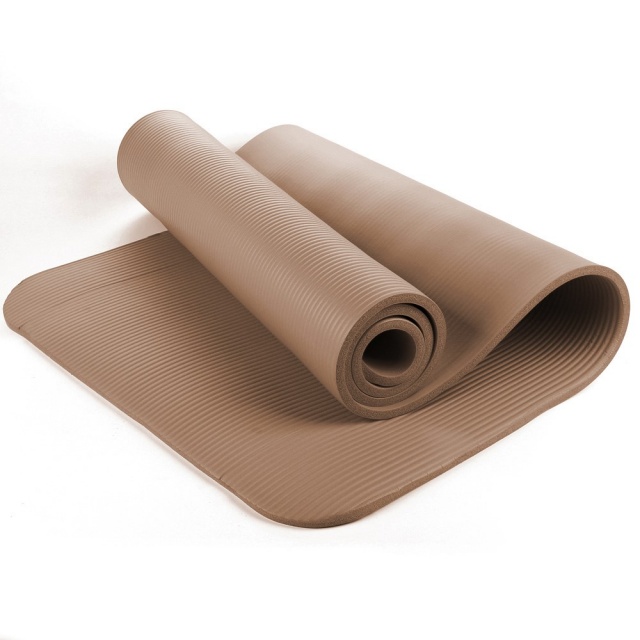 NBR Toffee Brown 15mm Thick Exercise Fitness Gym Yoga Mat 190cm x 62cm