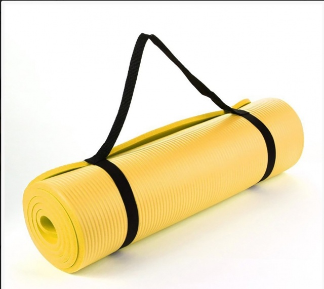 NBR Yellow 15mm Thick Exercise Fitness Gym Yoga Mat 190cm x 62cm