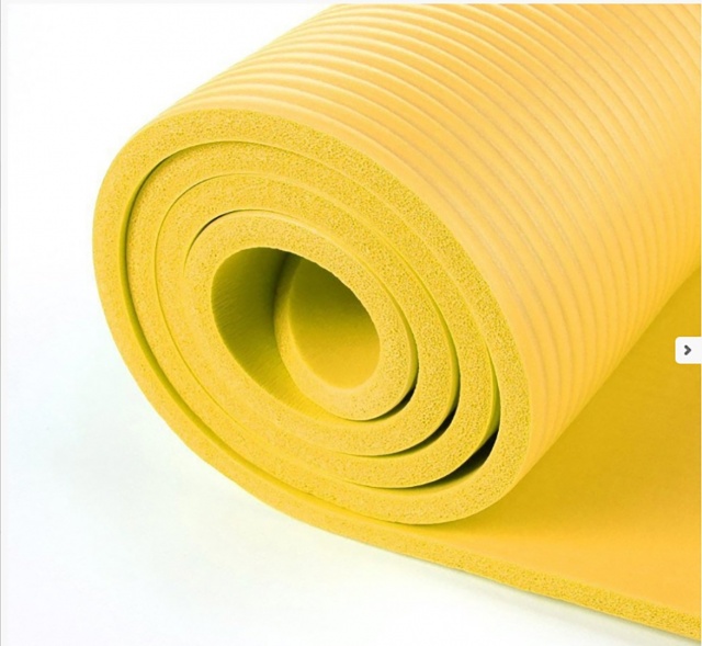 NBR Yellow 15mm Thick Exercise Fitness Gym Yoga Mat 190cm x 62cm