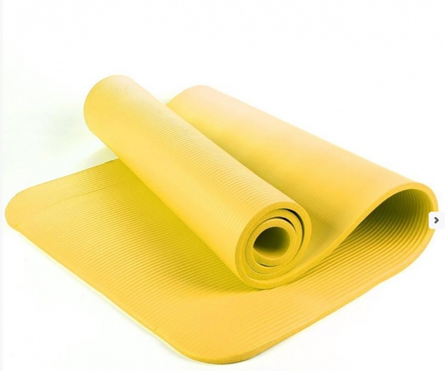 NBR Yellow 15mm Thick Exercise Fitness Gym Yoga Mat 190cm x 62cm