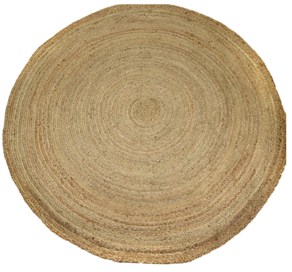 Round 100% sustainable and hard-wearing jute rug, 90cm diameter