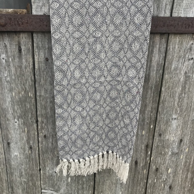 Soft, pastel geometric patterned throw Cotton, Grey 130cm x 150cm