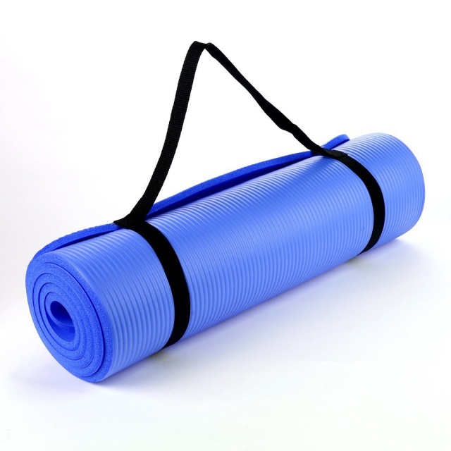 Blue NBR 15mm Thick Exercise Fitness Gym Yoga Mat 190cm x 62cm