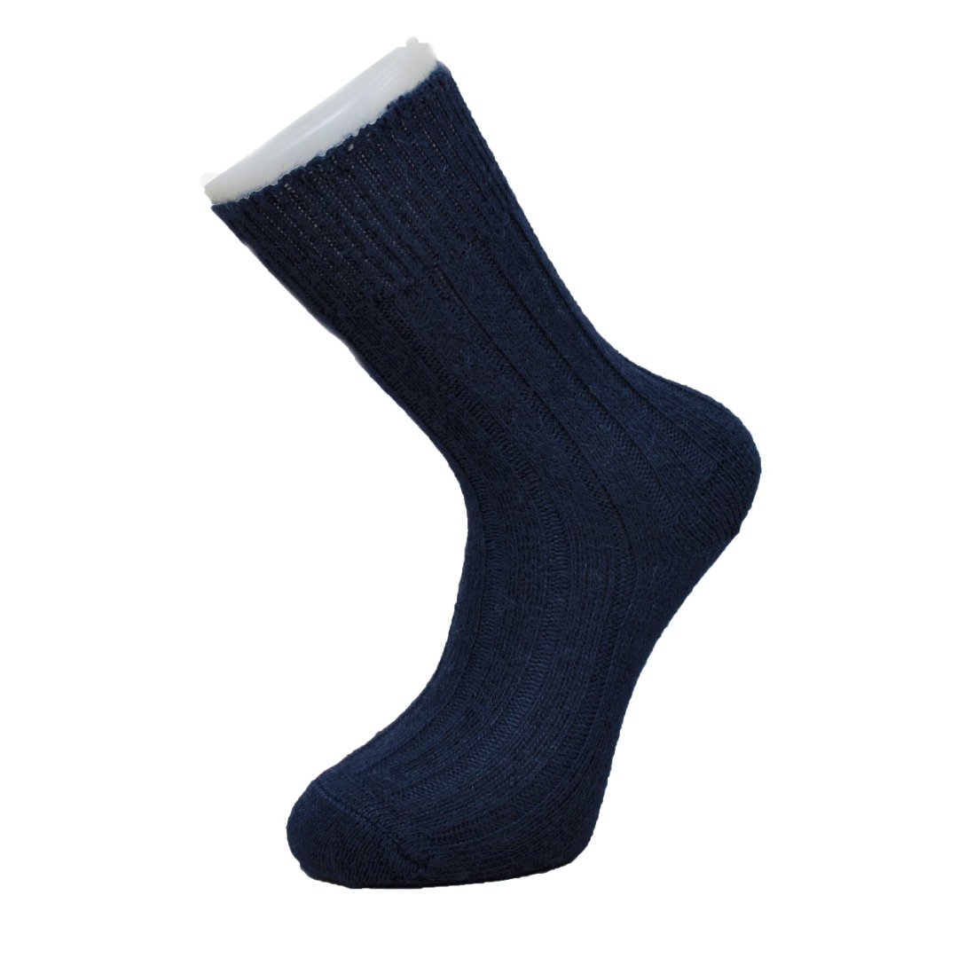 Navy Alpaca Bed Socks, Thick, soft and Warm, 90% Alpaca Wool Made in England