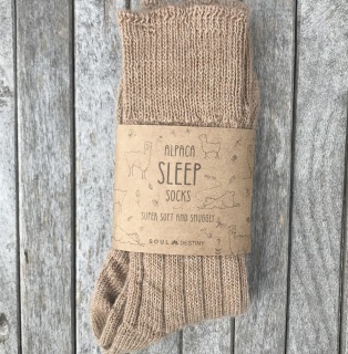 Fawn Alpaca Bed Socks, Thick, soft and Warm, 90% Alpaca Wool Made in England