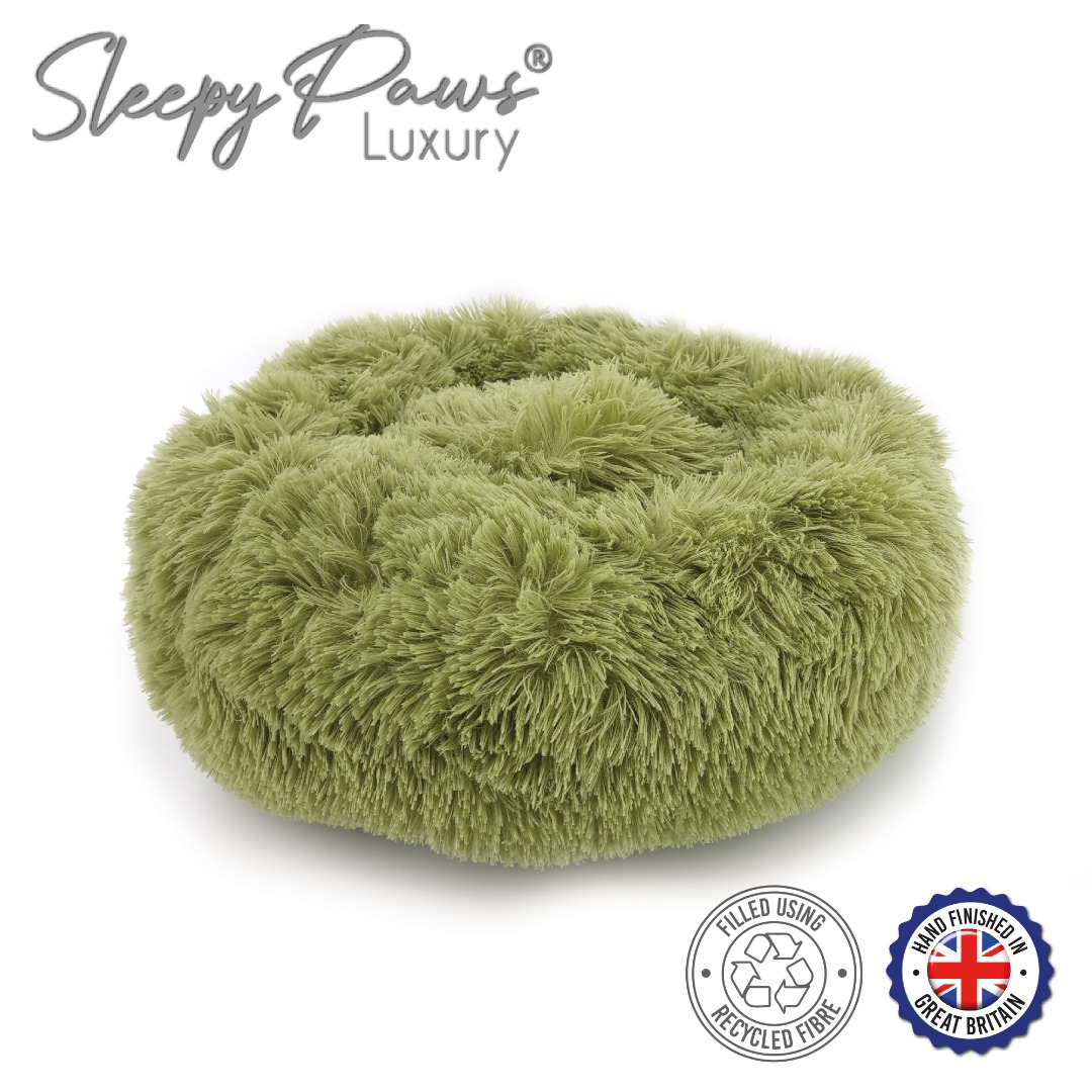 Super Soft Comfy Donut Sage Green Dog or Cat Bed Helps Pet Stress