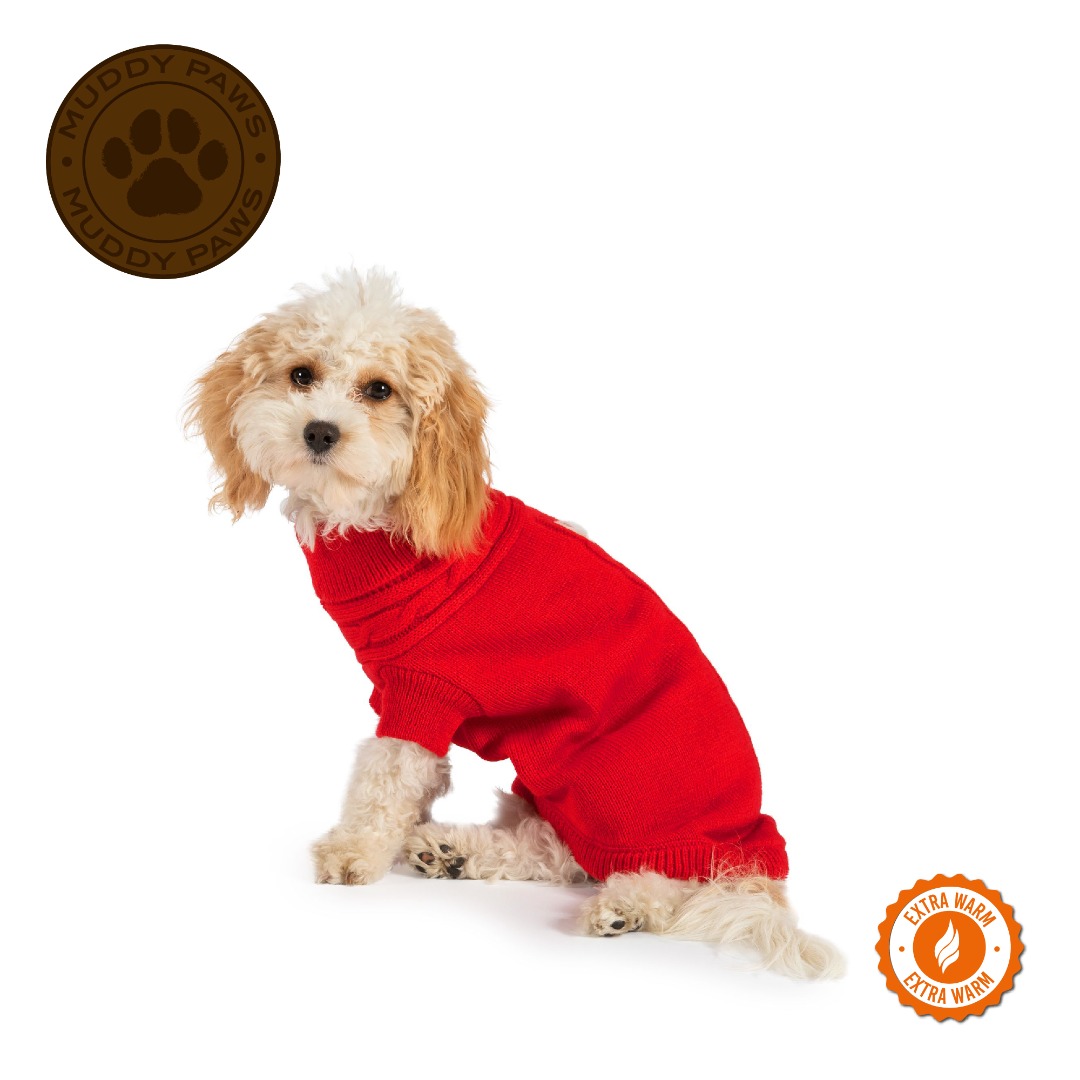 Red Cable Knit Dog Jumpers