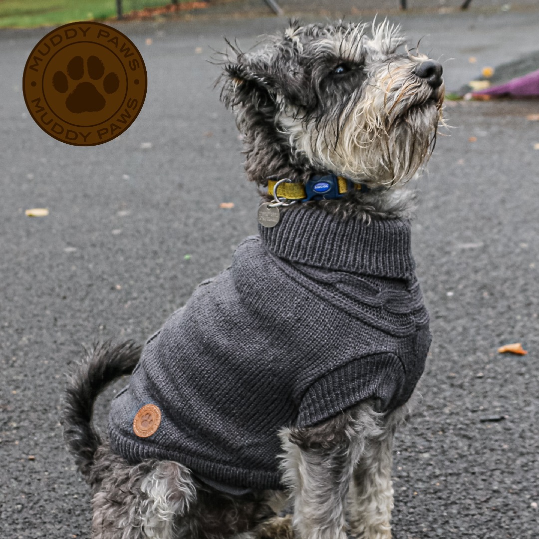 Charcoal Grey  Cable Knit Dog Jumpers