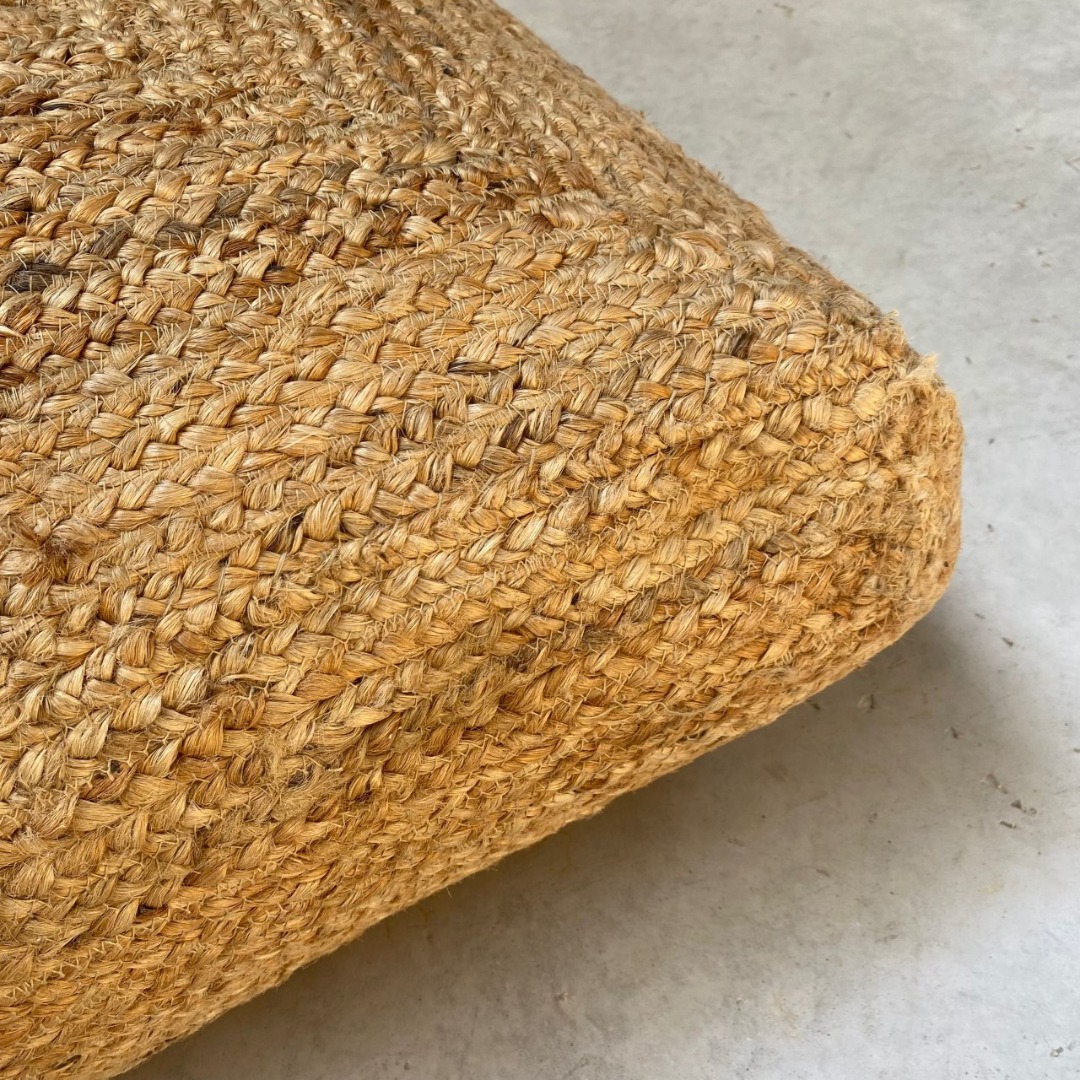 Large square braided jute low seat or floor cushion