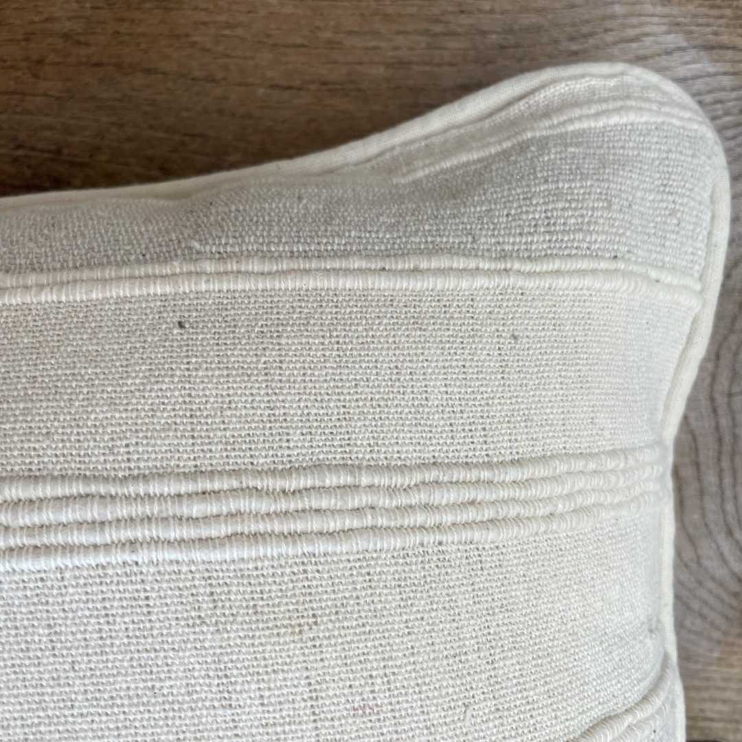 100% cotton slub square striped cushion in neutral tones 40cm x 40cm