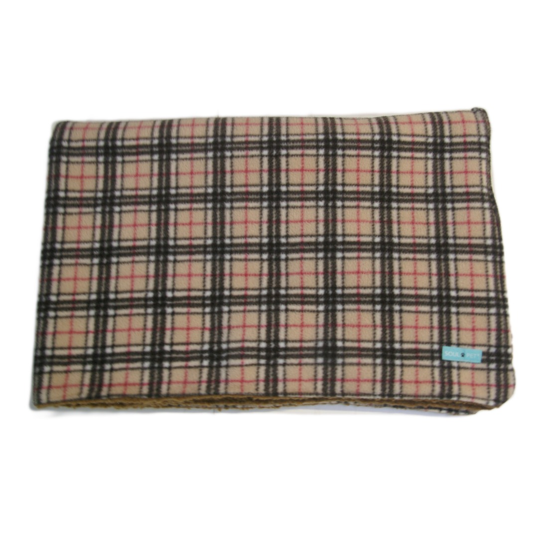 SoulPet Plush Country Tartan Fleece Dog Blanket Throw with Sherpa Fleece Back  in 3 Sizes