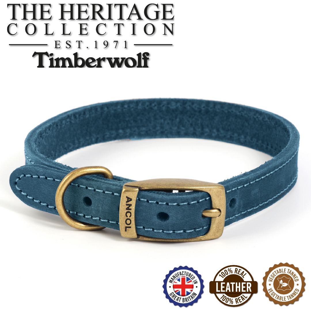 Ancol Timberwolf Leather Dog Collar