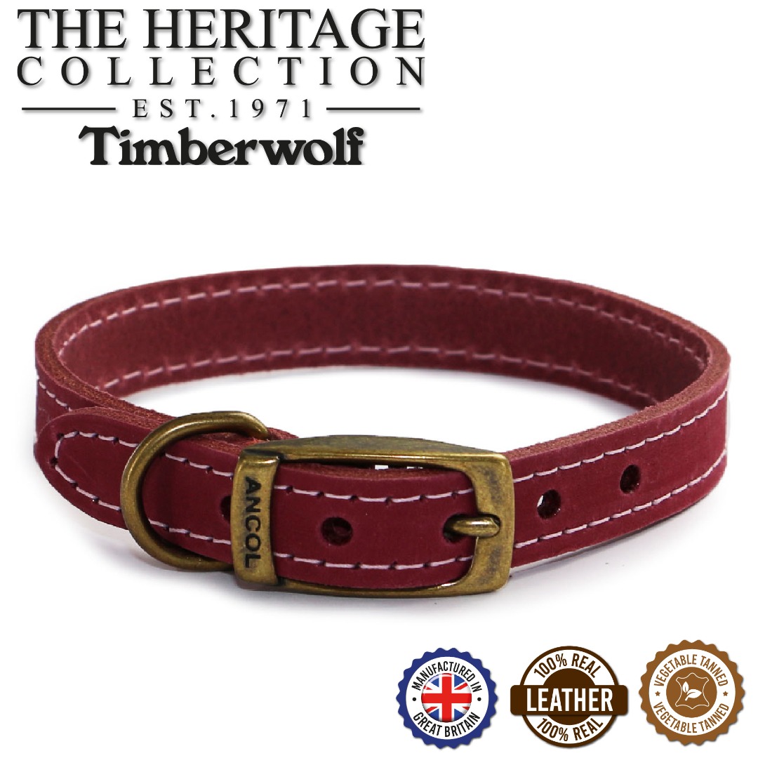 Ancol Timberwolf Leather Dog Collar