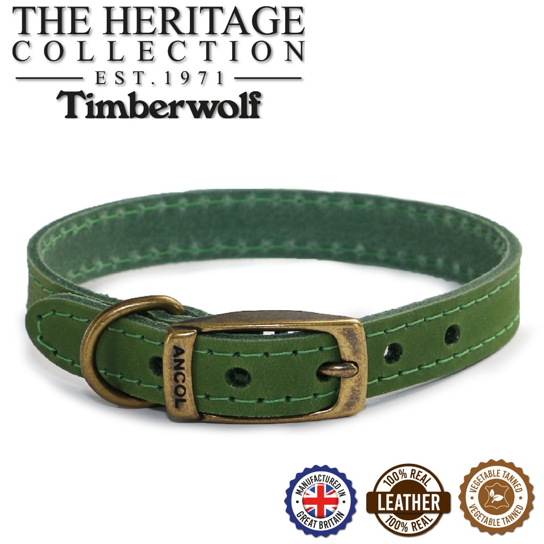 Ancol Timberwolf Leather Dog Collar