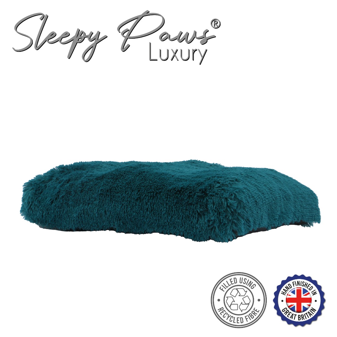 Teal Super Soft Plush Dog Mattress  reducing anxiety and stress.